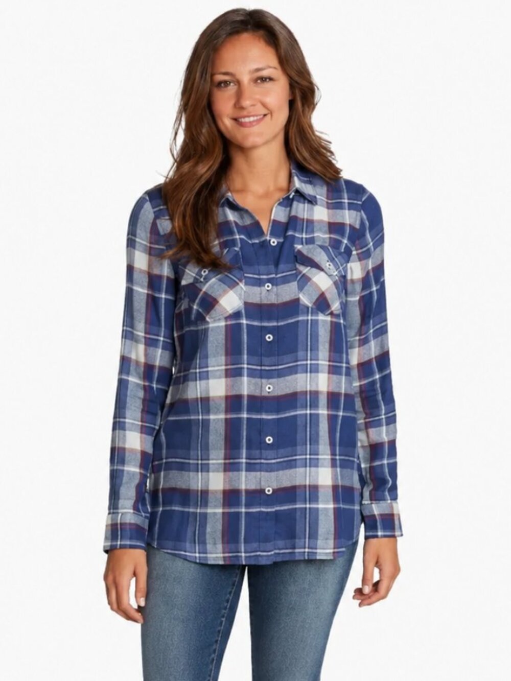 Jessica Simpson Blue Plaid Lightweight Button-Down Shirt S